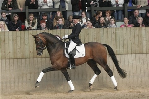 Anna Blomgren vandt i dag GP'en i Aalborg på hesten Wallenstein. Her ses hun dog på Laetare. (Arkivfoto: Ridehesten.com/ Stine Gertsen)