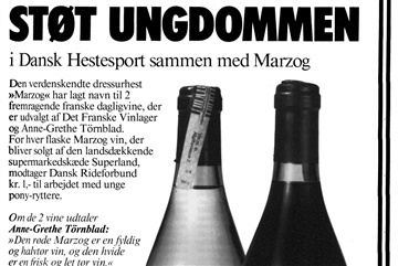 Dengang st&oslash;ttede man ridesportens ungdom med vin