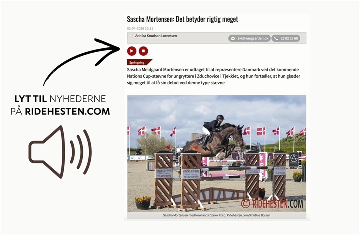 Lyt til nyhedsartiklerne p&aring; ridehesten.com